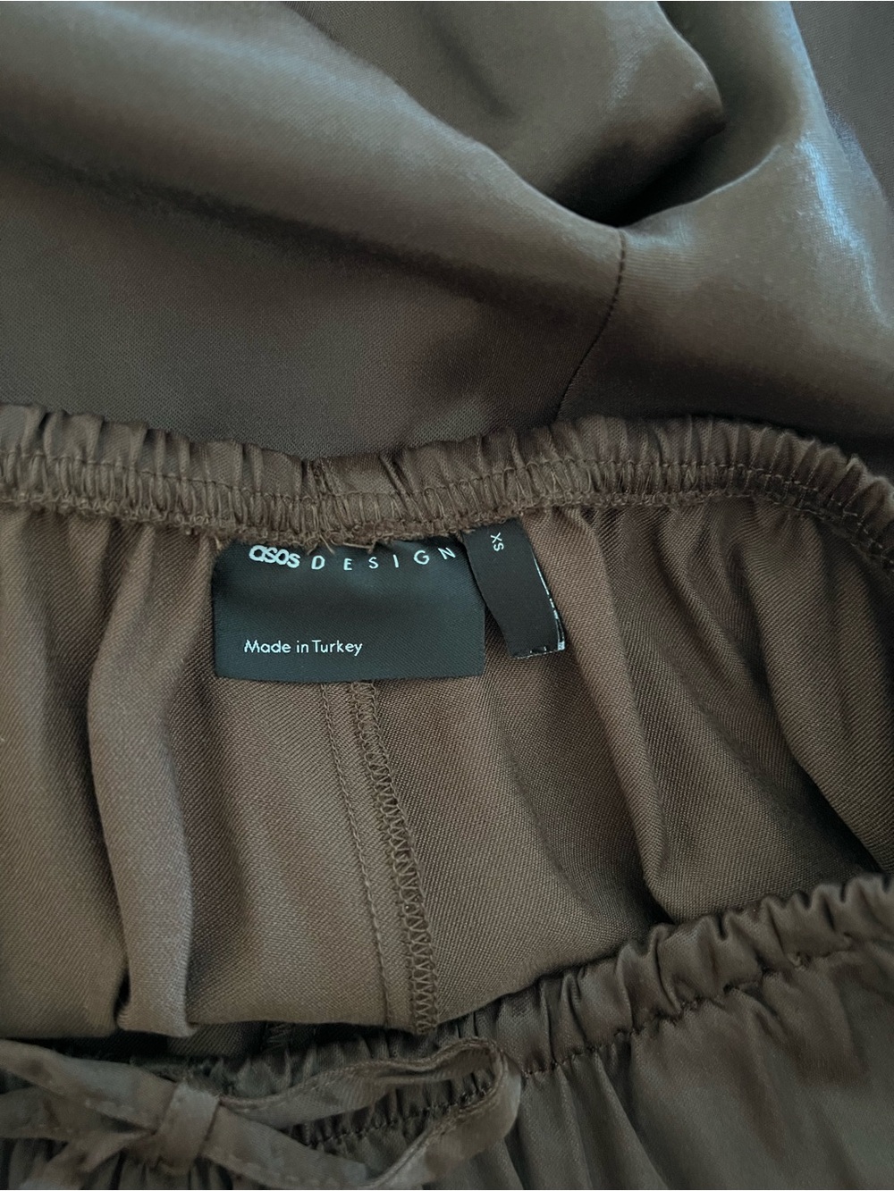 NWT ASOS Satin Wide Leg Pull On Pants Chocolate Brown Size XS - Picture 10 of 10
